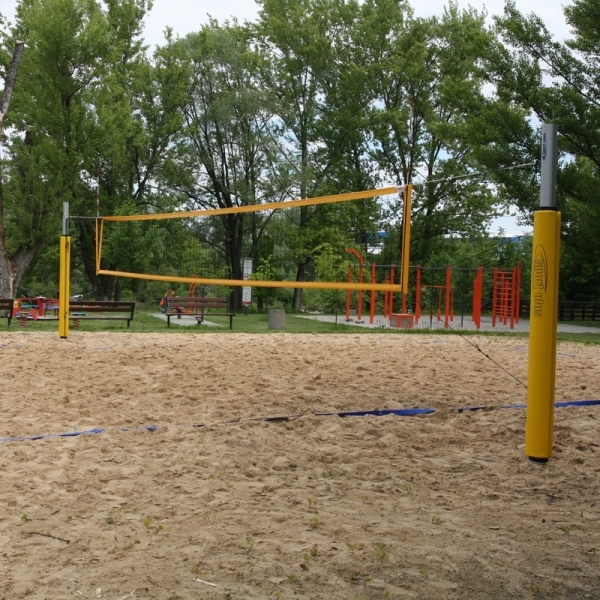 Beachvolleyballnetz schwarz mit Antennen, gepolsterte Seiten