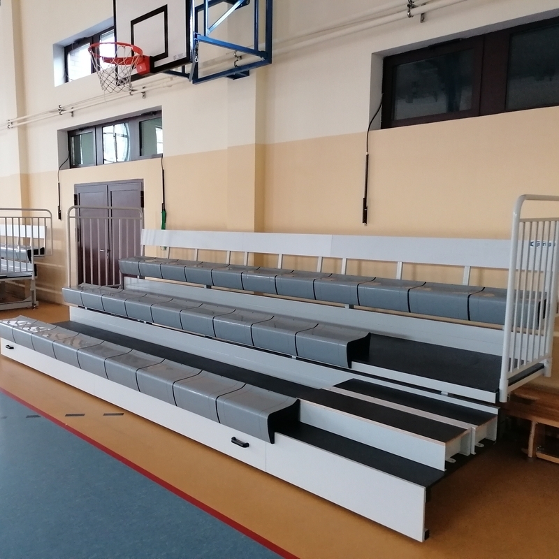 Telescopic folding grandstand TT-BETA-LV, bench seats VERSO