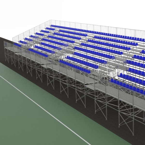 Stojící tribuna s plastovými sedadly TZ na vyvýšené plošině