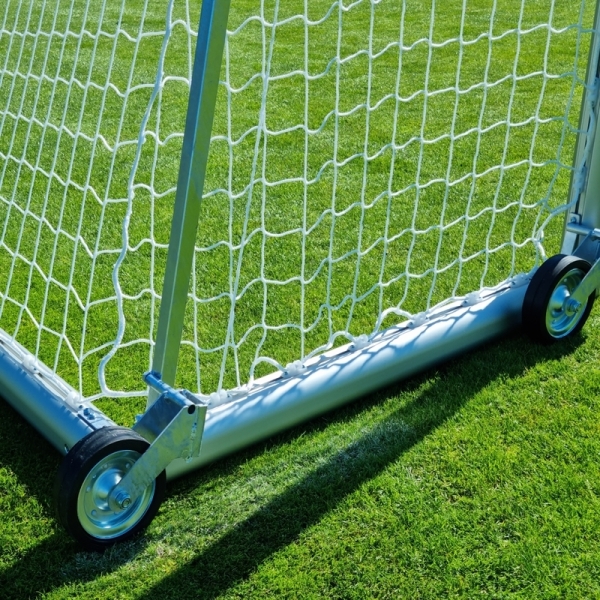 Soccer goals 7.32 x 2.44, aluminum, mobile with 5 wheels