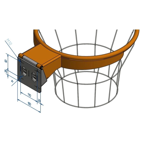 FLEXMATIC basketkorg, dubbelriktad lutning, FIBA-standard