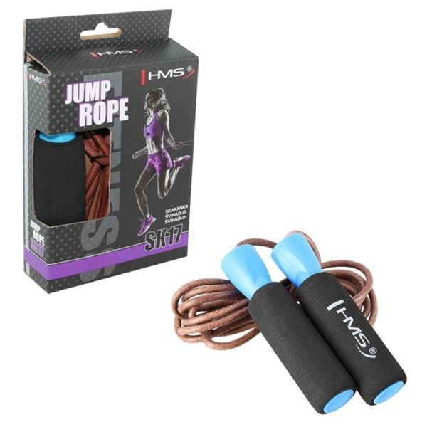 HMS SK17 leather skipping rope + 2x125g weights