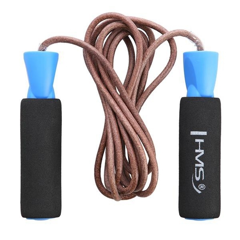 HMS SK17 leather skipping rope + 2x125g weights