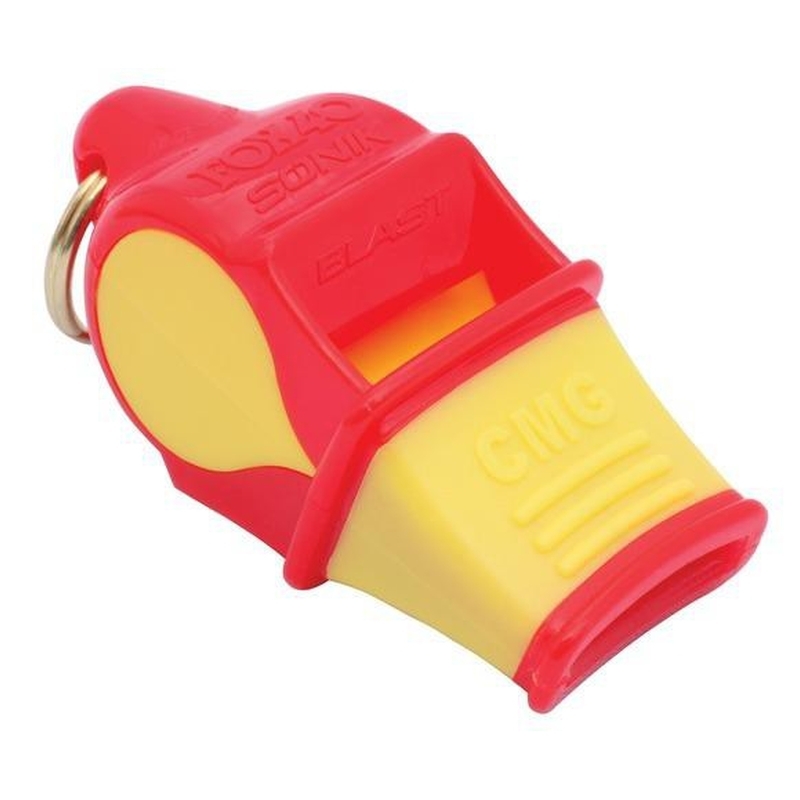 Fox 40 Sonik Blast CMG Official whistle with cord, red/yellow color