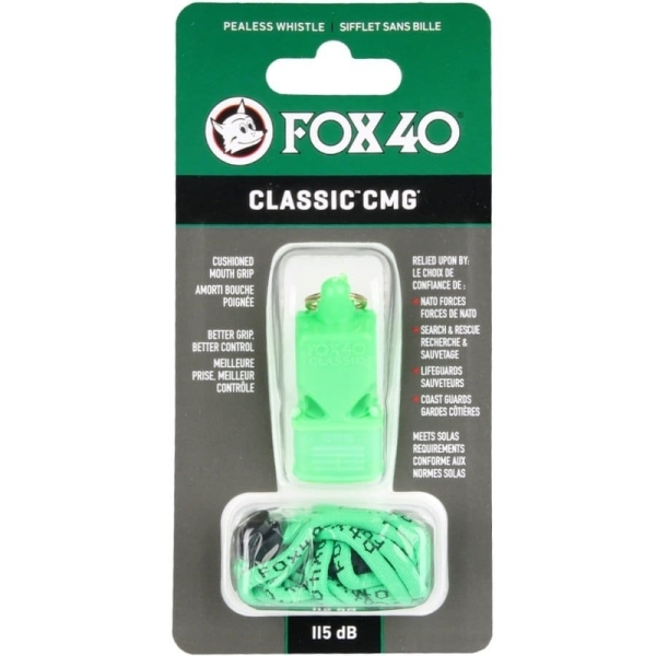 Свисток Fox 40 CMG Safety Classic зі шнуром, зелений