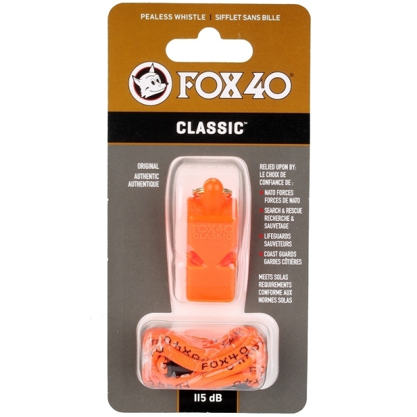 FOX40 Classic Safety whistle with cord , orange color