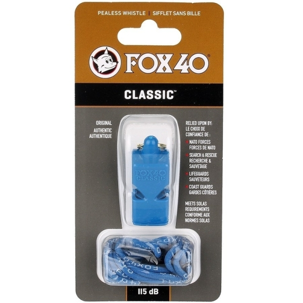 Свисток Fox 40 Classic Safety со шнуром, синий