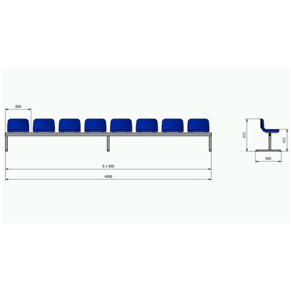 Seats on free-standing structure - free-standing bench