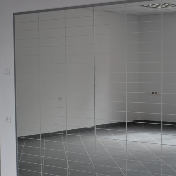 Correction mirror with posturographic grid, wall-mounted,