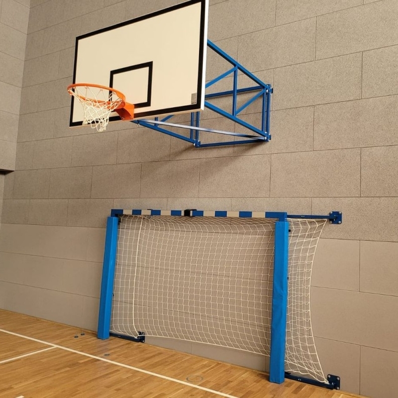 Handball goals 3x2 m, wall-mounted, side-folding