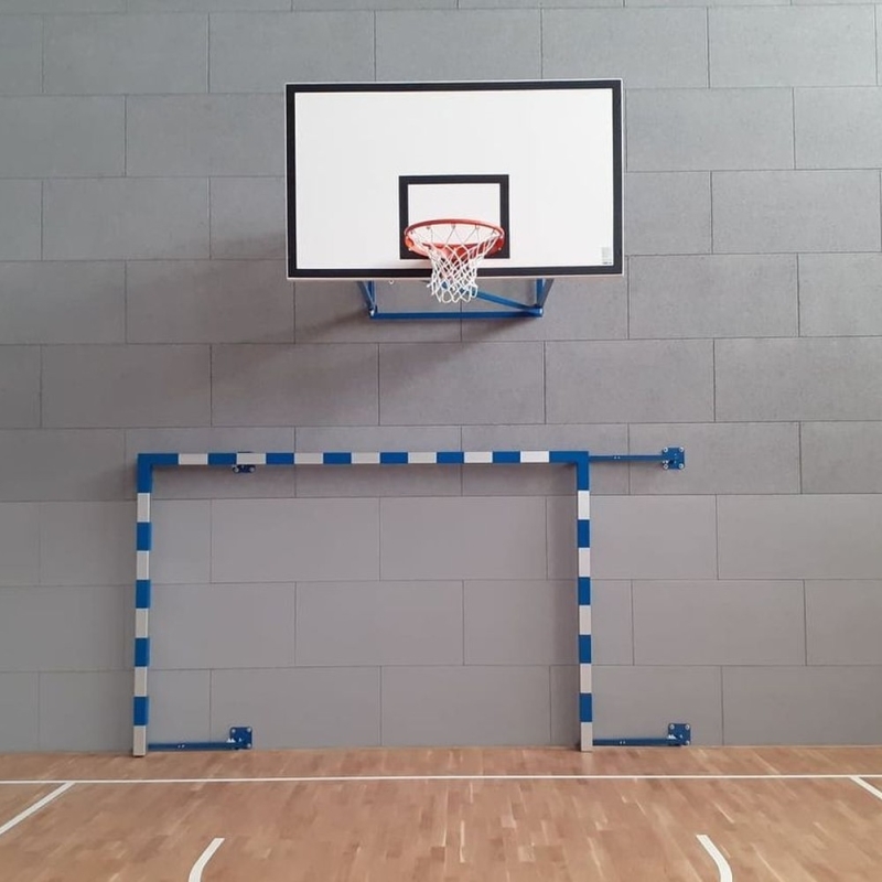 Handball goals 3x2 m, wall-mounted, side-folding