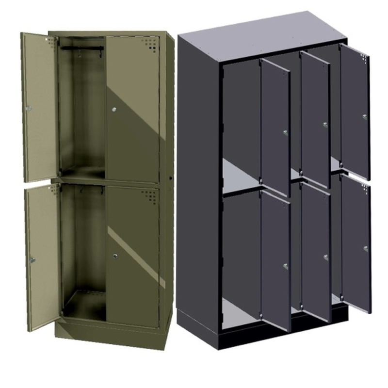 Closet and locker cabinet with bench, 2-door, 2-chamber (SML-40-2S)