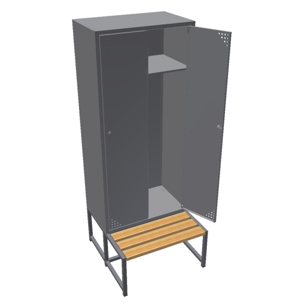 Szafa ubraniowa metalowa 2-drzwiowa, z ławką o (SML-80-2)
