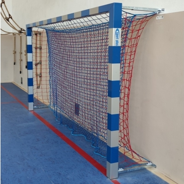 Steel handball goals (3x2 m), fixed to the wall