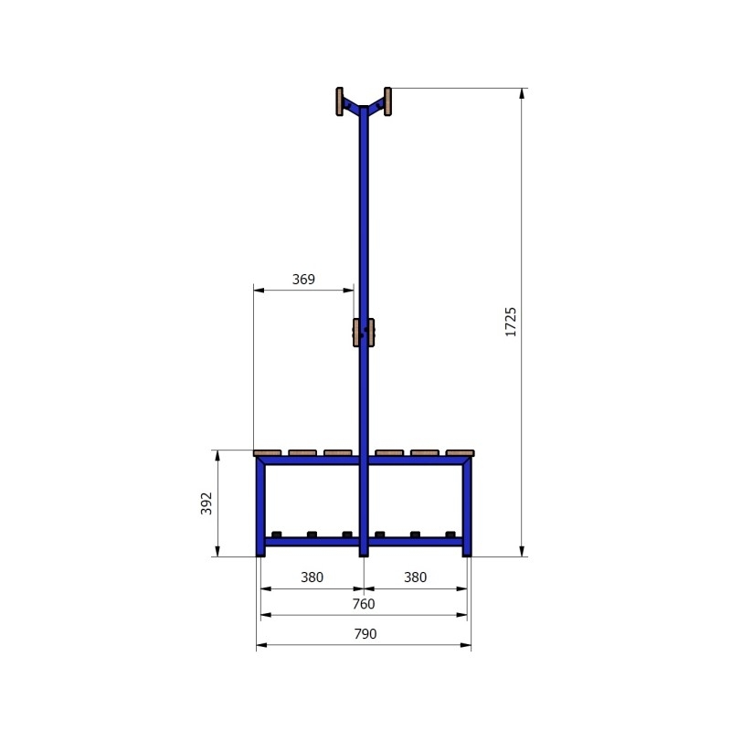 Checkroom bench-hanger double-sided