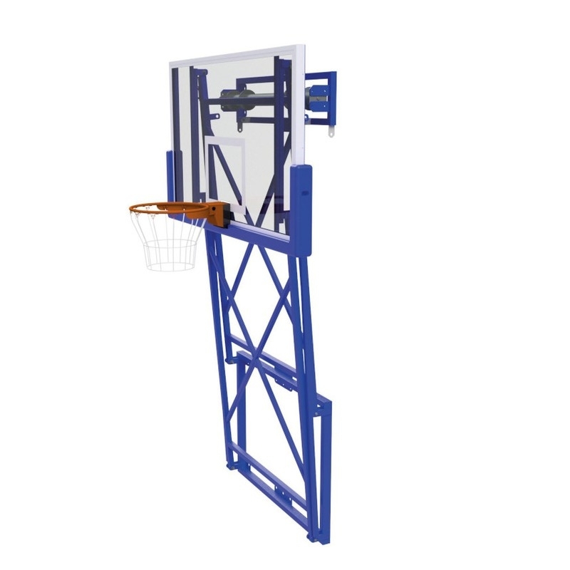 Basketball structure folded vertically upwards