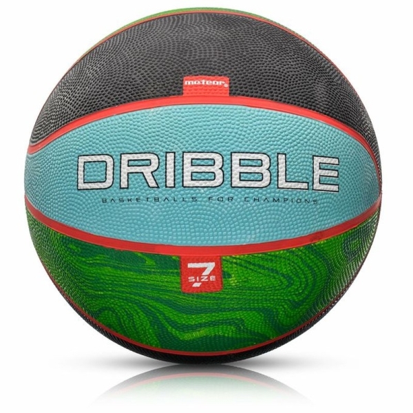 Meteor Dribble basketball, size 7, black-green-blue color