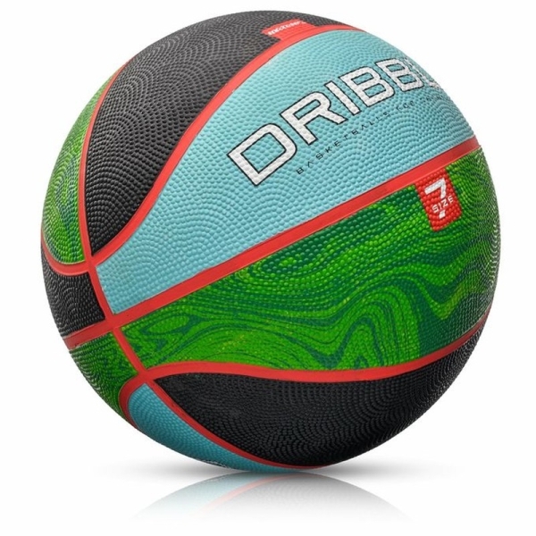 Meteor Dribble basketball, size 7, black-green-blue color