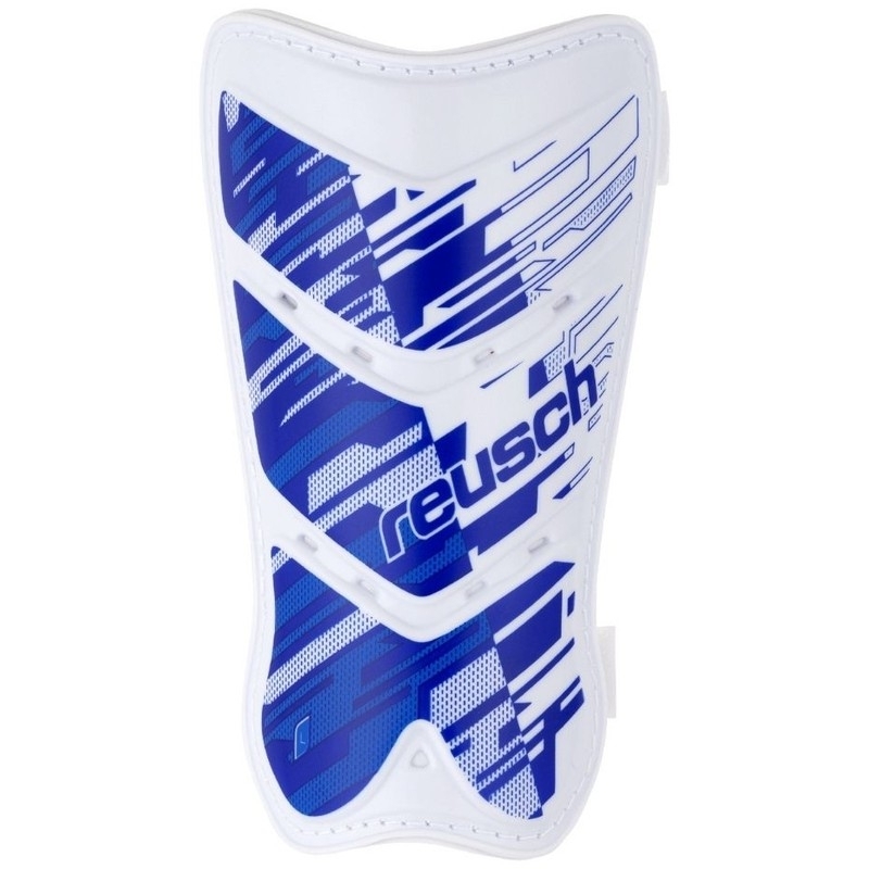 Reusch Shinguard Attakt Lite jalkapallosuojat, koko L, väri valkoinen ja sininen.