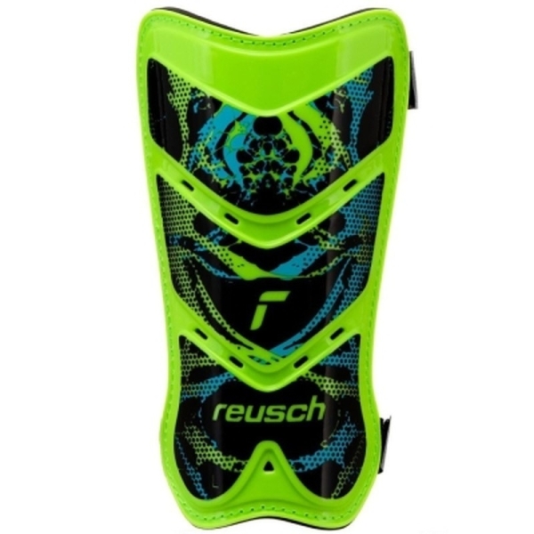 Reusch Shinguard Attakt Lite football protector, size L, green-black-blue color