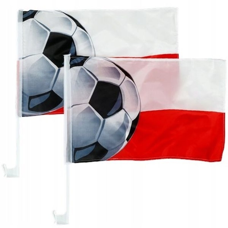 Flag with car holder 42 x 28 cm, red and white color