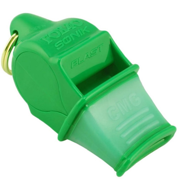 Fox 40 CMG Sonik Blast whistle with cord, green color