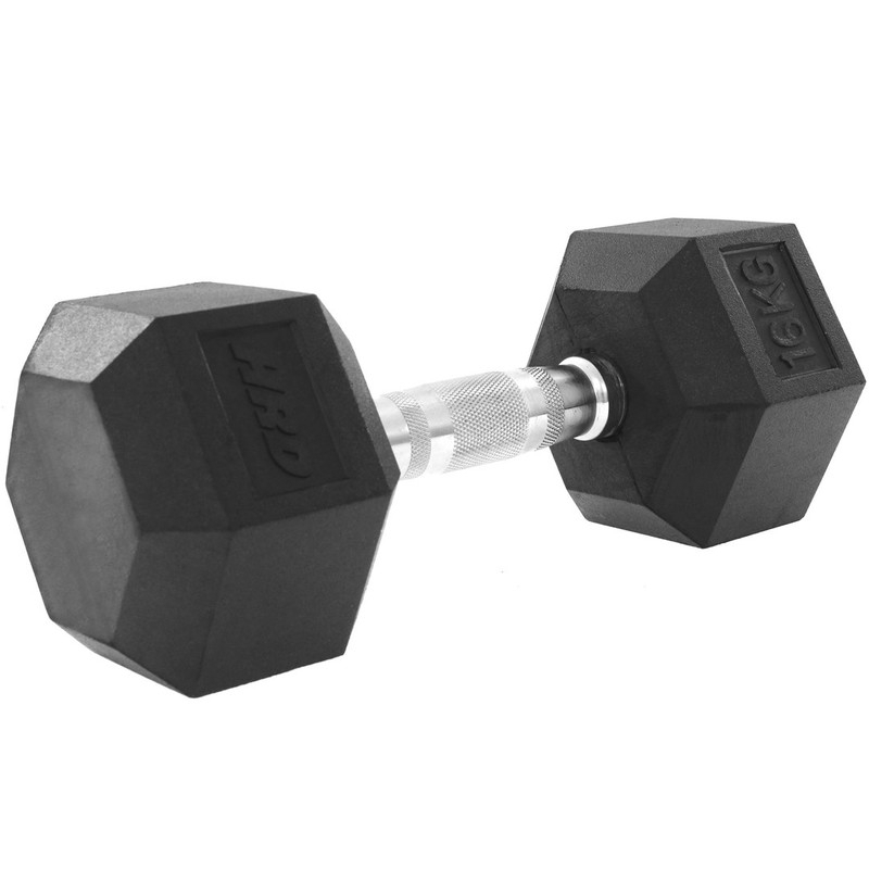 Beltor HRD System Line Hex Cast Iron Rubber Dumbbell 16kg.