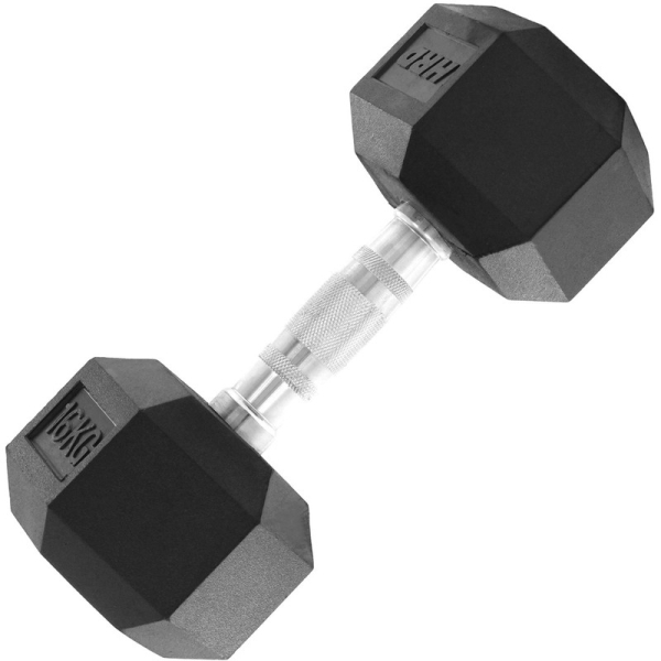 Beltor HRD System Line Hex Cast Iron Rubber Dumbbell 16kg.