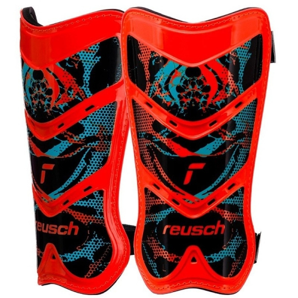 Reusch Shinguard Attakt Lite football protector, size S, color red-black-blue