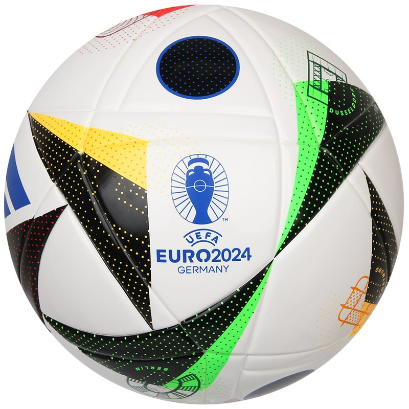 Adidas Euro24 League J350 futbola bumba, izmērs 4, krāsa balta-oranža-arkanza-zaļa-melna