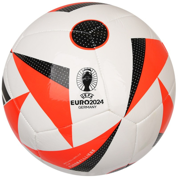 Adidas Euro24 Club Fussballliebe futbolo kamuolys, dydis 5, spalva balta/raudona/juoda