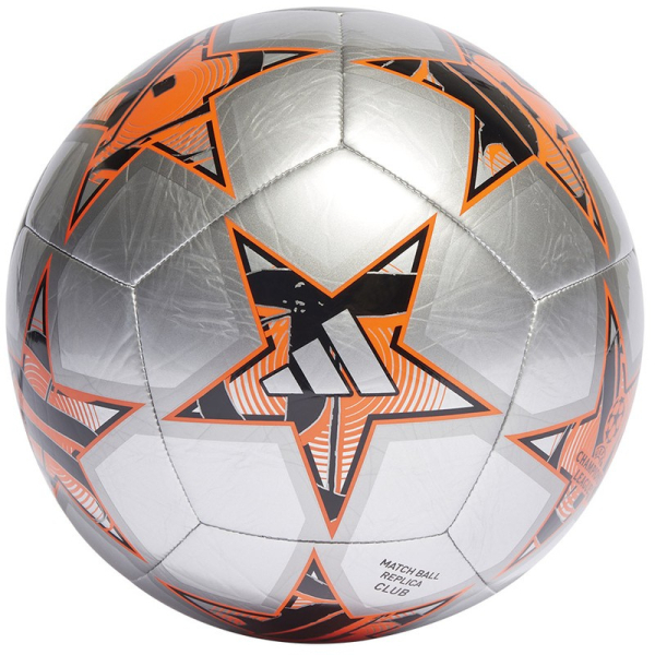 Adidas Match Ball Replica Club futbolo kamuolys, 5 dydžio, sidabrinės/juodos/oranžinės spalvos