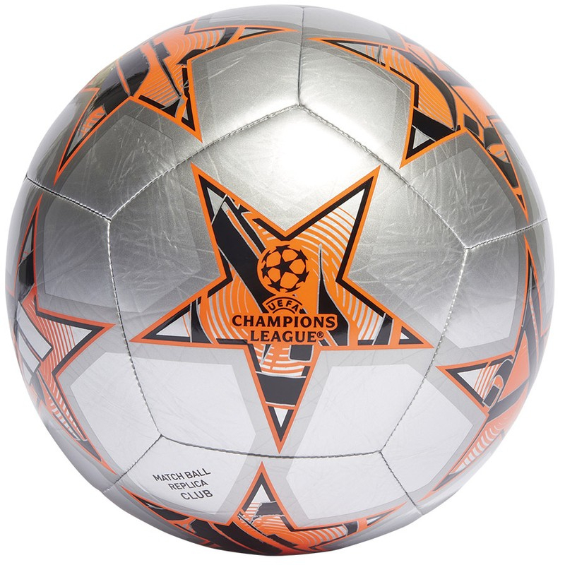 Adidas Match Ball Replica Club futbolo kamuolys, 5 dydžio, sidabrinės/juodos/oranžinės spalvos