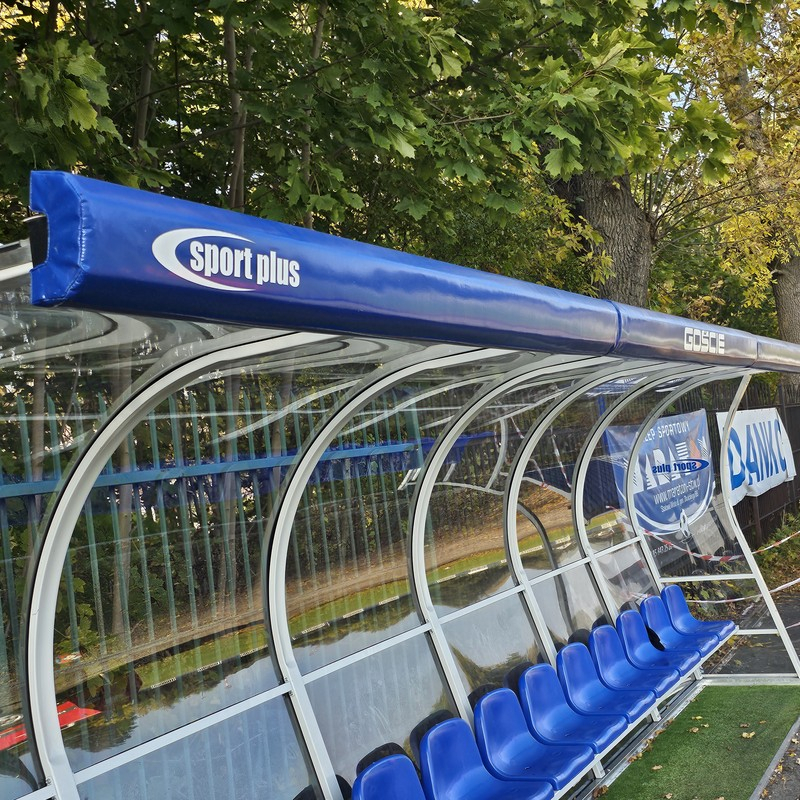 Cabin for reserve players (platform covered with artificial grass)