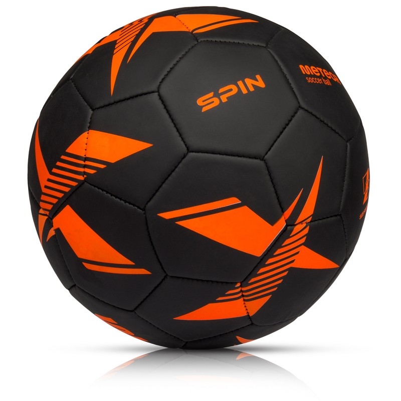 Meteor Spin soccer, size 5, black and orange color