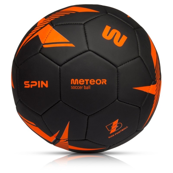 Meteor Spin Fußball, Größe 5, schwarz und orange Farbe