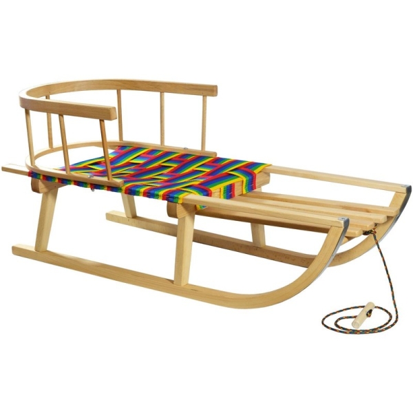 Wooden sled Nina with backrest, steamed seat