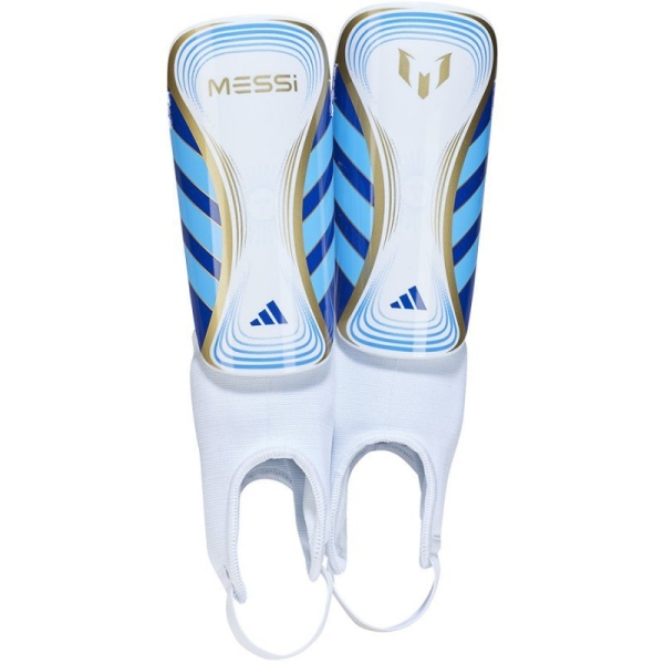 Adidas Messi SG Match Jr football protector, white-blue-gold color