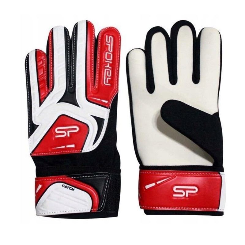 Spokey Catch Pro goalkeeper gloves, white-black-red color