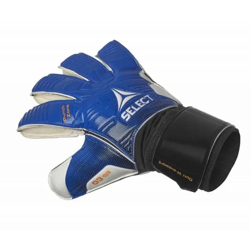 Select 03 Youth Flat Cut Goalkeeper Gloves, blue and white color