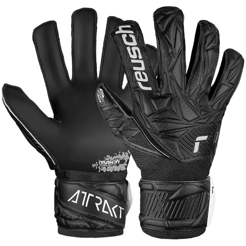 Reusch Attrakt Infinity Junior goalkeeper gloves, black color