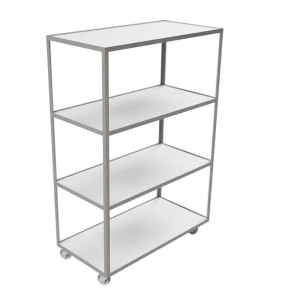 Storage rack with dimensions 180 x 120 x 60, metal frame, shelves made of board, mobile