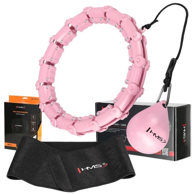 HMS HHW11 hula hop set with tabs and weights + neoprene belt BR163