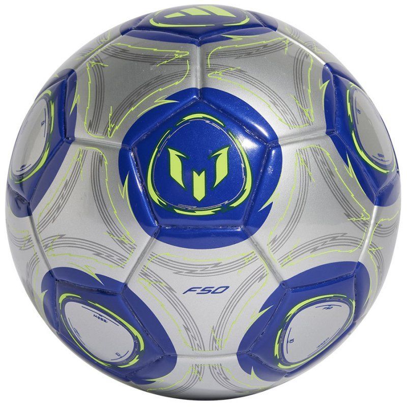 Adidas Messi F50 soccer ball, mini size, grey-blue-sleek color