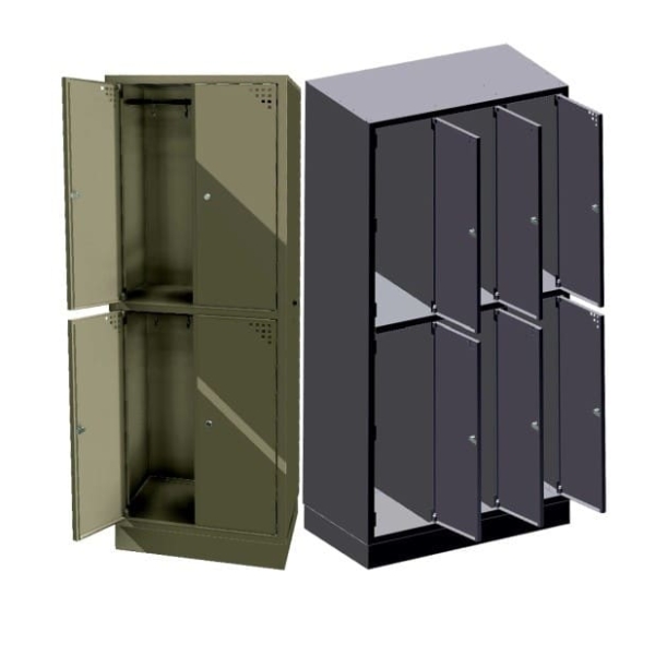 Closet and locker cabinet with bench, 4 lockers (SML-60-4S)