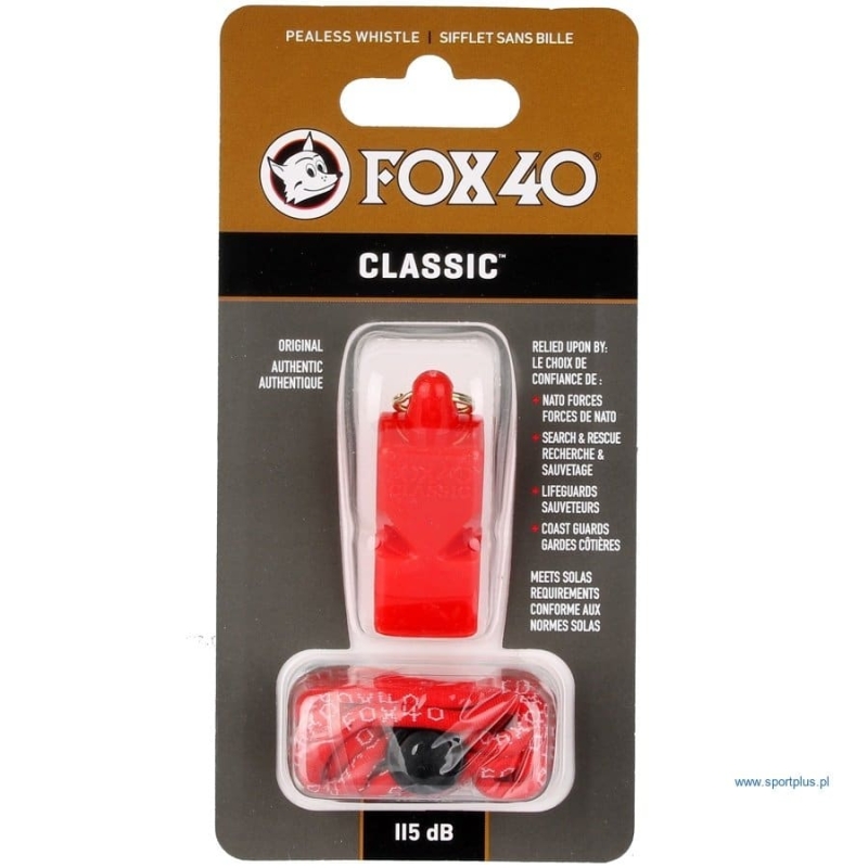 Fox 40 Classic Safety whistle with cord , red.